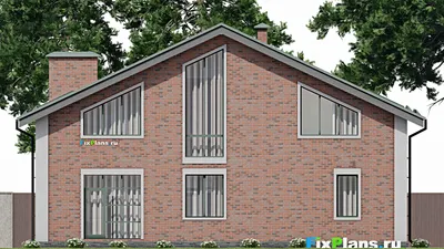 Проект дома с мансардой 16 на 17, площадью 300 м² с 5 спальнями — фасад 6