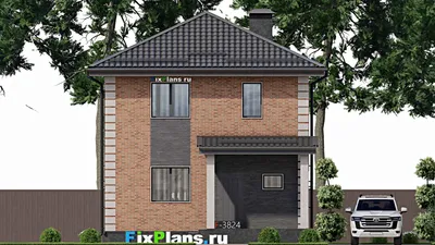 Проект двухэтажного дома 8 на 11, площадью 130 м² с террасой, балконом и 3 спальнями — фасад 3
