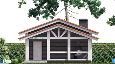 Проект бани 8 на 12, площадью 70 м² с терассой и санузлом — фасад 5