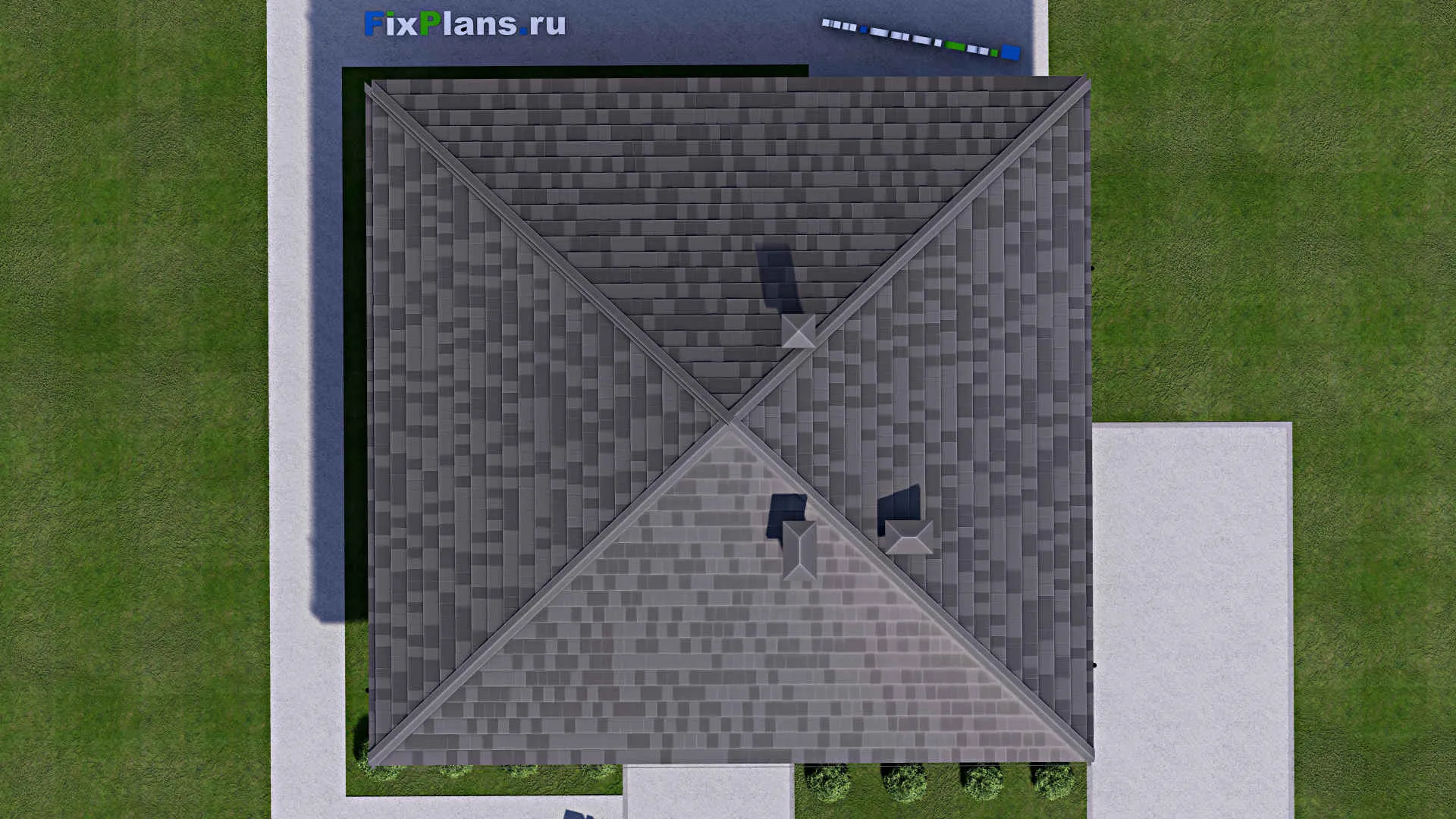 F-14624 - Проект одноэтажного дома 13 на 13, площадью 130 м² с террасой и 3 спальнями