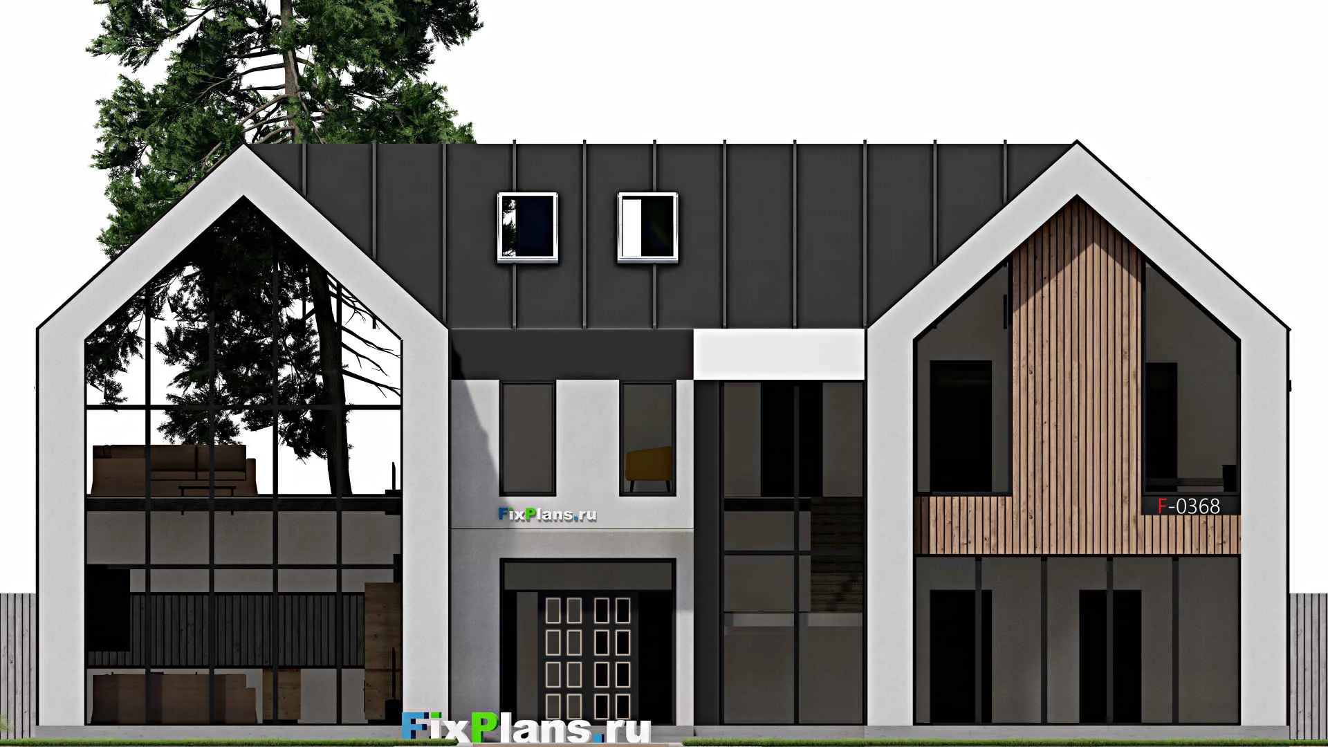 F-0368 - Проект дома с мансардой 15 на 20, площадью 330 м² с террасой и 4 спальнями