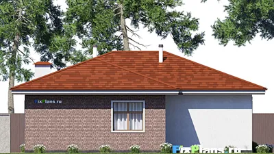 Проект одноэтажного дома 14 на 15, площадью 140 м² с 2 спальнями — фасад 6