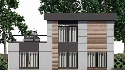 Проект двухэтажного дома 10 на 15, площадью 240 м² с террасой и 4 спальнями — фасад 4