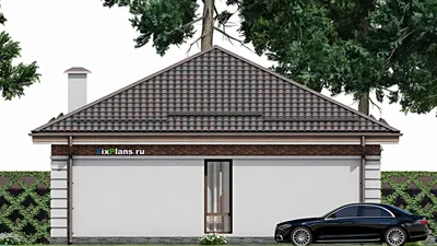 Проект одноэтажного дома 11 на 11, площадью 90 м² с 3 спальнями — фасад 4