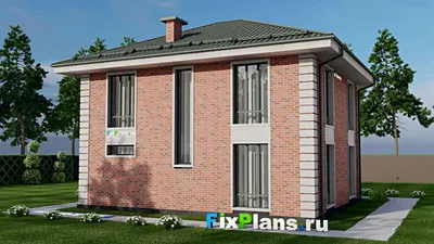 Проект двухэтажного дома 11 на 11, площадью 370 м² с террасой и 9 спальнями — фасад 2