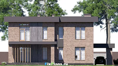 Проект двухэтажного дома 15 на 18, площадью 340 м² с террасой, балконом и 4 спальнями — фасад 6