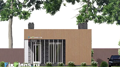 Проект бани 8 на 13, площадью 80 м² с комнатой отдыха, терассой и санузлом (F-15083) — фасад 3