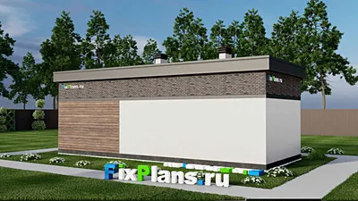 Проект бани 6 на 11, площадью 40 м² с санузлом — фасад 2