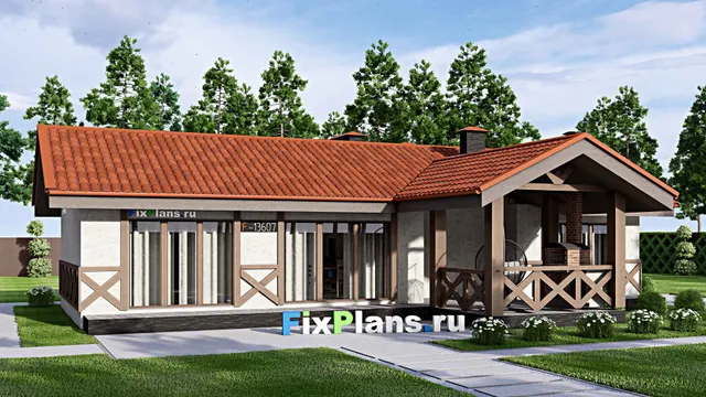 Проект бани 11 на 17, площадью 140 м² с терассой, санузлом и спальней