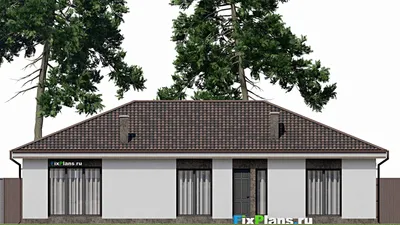 Проект одноэтажного дома 12 на 18, площадью 170 м² с 5 спальнями — фасад 4