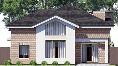 Проект одноэтажного дома 13 на 19, площадью 240 м² с 5 спальнями — фасад 3