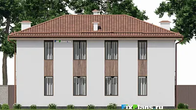 Проект двухэтажного дома 11 на 16, площадью 220 м² с балконом и 10 спальнями — фасад 6