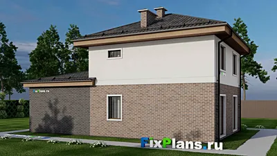 Проект двухэтажного дома 10 на 14, площадью 140 м² с гаражом на 2 машины и 3 спальнями — фасад 2