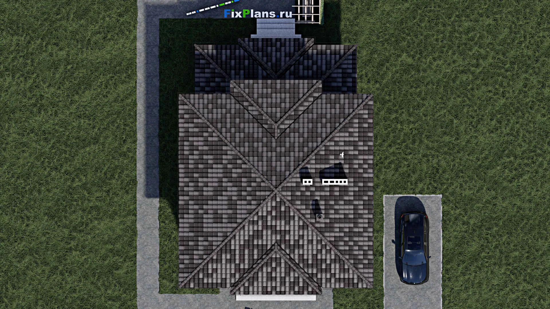 F-0863 - Проект двухэтажного дома 11 на 12, площадью 200 м² с террасой и 4 спальнями