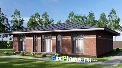 Проект одноэтажного дома 15 на 16, площадью 150 м² с 3 спальнями — фасад 2