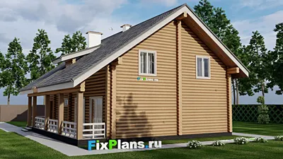 Проект дома с мансардой 13 на 15, площадью 270 м² с террасой и 3 спальнями — фасад 2