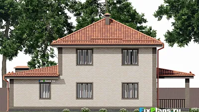 Проект двухэтажного дома 11 на 18, площадью 200 м² с террасой, гаражом на 1 машину и 3 спальнями — фасад 6