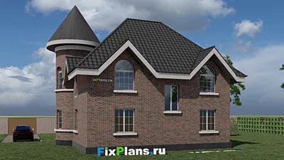 Проект дома с мансардой 10 на 13, площадью 170 м² с террасой и 4 спальнями (F-1025) — фасад 2