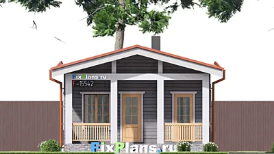 Проект бани 7 на 7, площадью 40 м² с комнатой отдыха — фасад 3