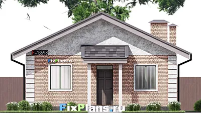 Проект одноэтажного дома 10 на 12, площадью 80 м² с террасой и 3 спальнями — фасад 3
