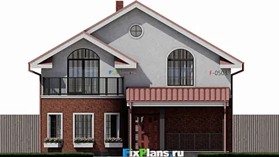 Проект дома с мансардой 11 на 11, площадью 240 м² с балконом и 6 спальнями — фасад 3