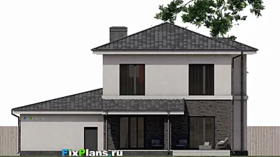 Проект двухэтажного дома 13 на 17, площадью 230 м² с террасой и 5 спальнями — фасад 4