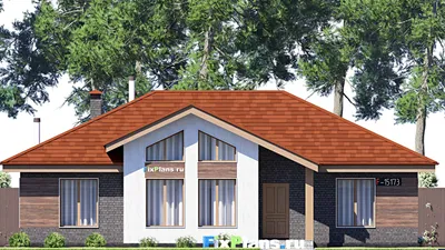 Проект одноэтажного дома 12 на 16, площадью 130 м² с 3 спальнями — фасад 3