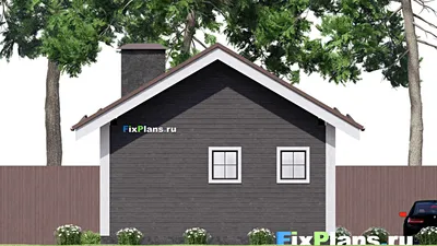Проект бани 7 на 9, площадью 40 м² с комнатой отдыха и санузлом — фасад 6