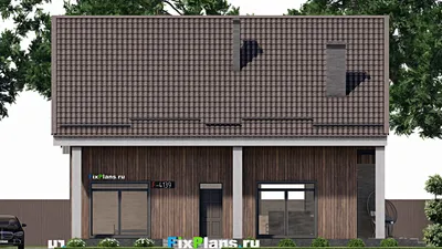 Проект дома с мансардой 11 на 15, площадью 210 м² с террасой, балконом и 3 спальнями — фасад 3