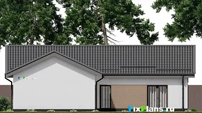 Проект одноэтажного дома 14 на 15, площадью 140 м² с 3 спальнями — фасад 6