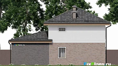 Проект двухэтажного дома 10 на 14, площадью 140 м² с гаражом на 2 машины и 3 спальнями — фасад 6
