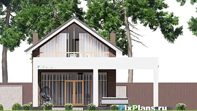 Проект дома с мансардой 13 на 19, площадью 250 м² с террасой и 3 спальнями — фасад 6