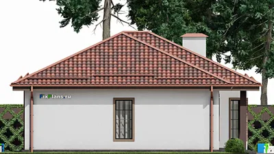 Проект одноэтажного дома 12 на 15, площадью 140 м² с террасой и 3 спальнями — фасад 4