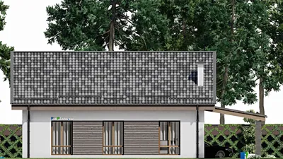 Проект дома с мансардой 11 на 13, площадью 210 м² с 3 спальнями — фасад 4