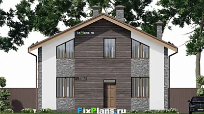 Проект дома с мансардой 11 на 13, площадью 200 м² с 4 спальнями — фасад 3
