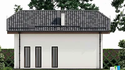 Проект дома с мансардой 9 на 11, площадью 130 м² с 4 спальнями — фасад 5