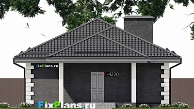 Проект одноэтажного дома 10 на 15, площадью 110 м² с террасой и 3 спальнями — фасад 3