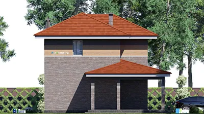 Проект двухэтажного дома 12 на 20, площадью 250 м² с террасой и 2 спальнями — фасад 4