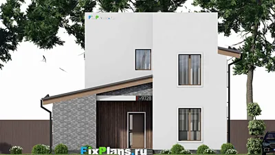 Проект дома с мансардой 11 на 12, площадью 130 м² с террасой, балконом и 3 спальнями — фасад 3