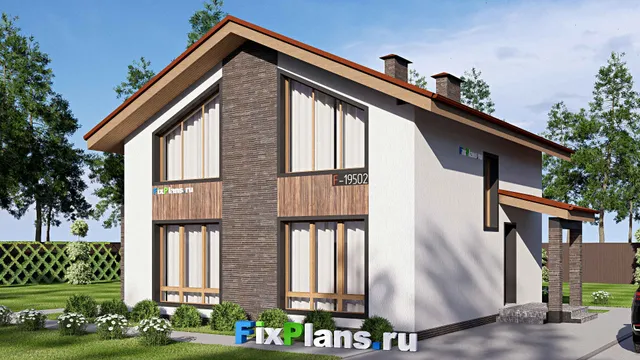 Проект дома с мансардой 10 на 14, площадью 160 м² с террасой, балконом и 4 спальнями