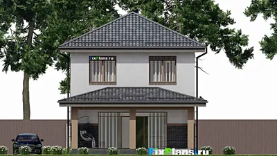 Проект двухэтажного дома 9 на 16, площадью 160 м² с террасой и 3 спальнями — фасад 6