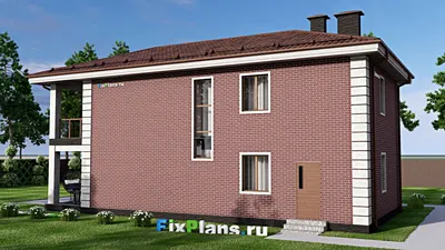 Проект двухэтажного дома 10 на 16, площадью 200 м² с террасой, балконом и 4 спальнями — фасад 2