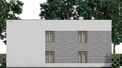 Проект двухэтажного дома 13 на 18, площадью 300 м² с террасой, балконом и 9 спальнями — фасад 4