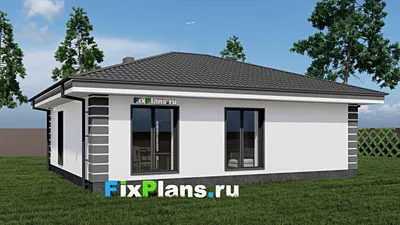 Проект одноэтажного дома 10 на 12, площадью 90 м² с 2 спальнями (F-0728) — фасад 2