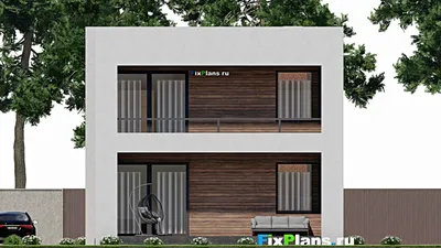 Проект двухэтажного дома 11 на 16, площадью 230 м² с террасой, балконом и 3 спальнями — фасад 6