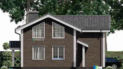 Проект дома с мансардой 13 на 14, площадью 180 м² с 4 спальнями — фасад 4