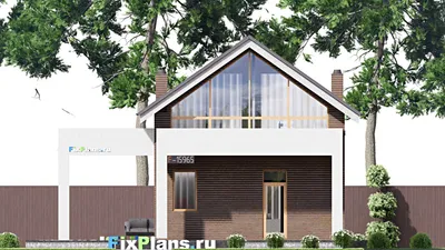 Проект дома с мансардой 13 на 19, площадью 250 м² с террасой и 3 спальнями — фасад 3