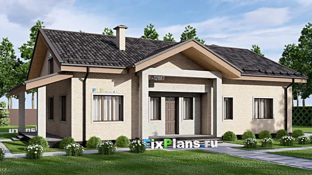 Проект дома с мансардой 13 на 18, площадью 200 м² с террасой и 3 спальнями