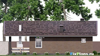 Проект бани 9 на 15, площадью 100 м² с комнатой отдыха, терассой и 2 санузлами — фасад 6