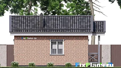 Проект бани 7 на 9, площадью 40 м² с терассой и санузлом — фасад 6